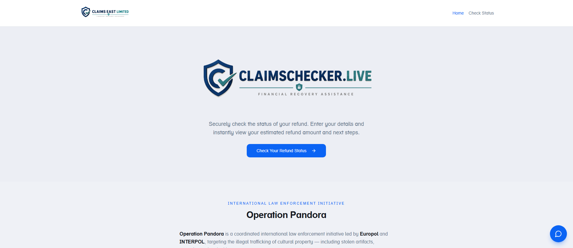 Screenshot of claimschecker.live