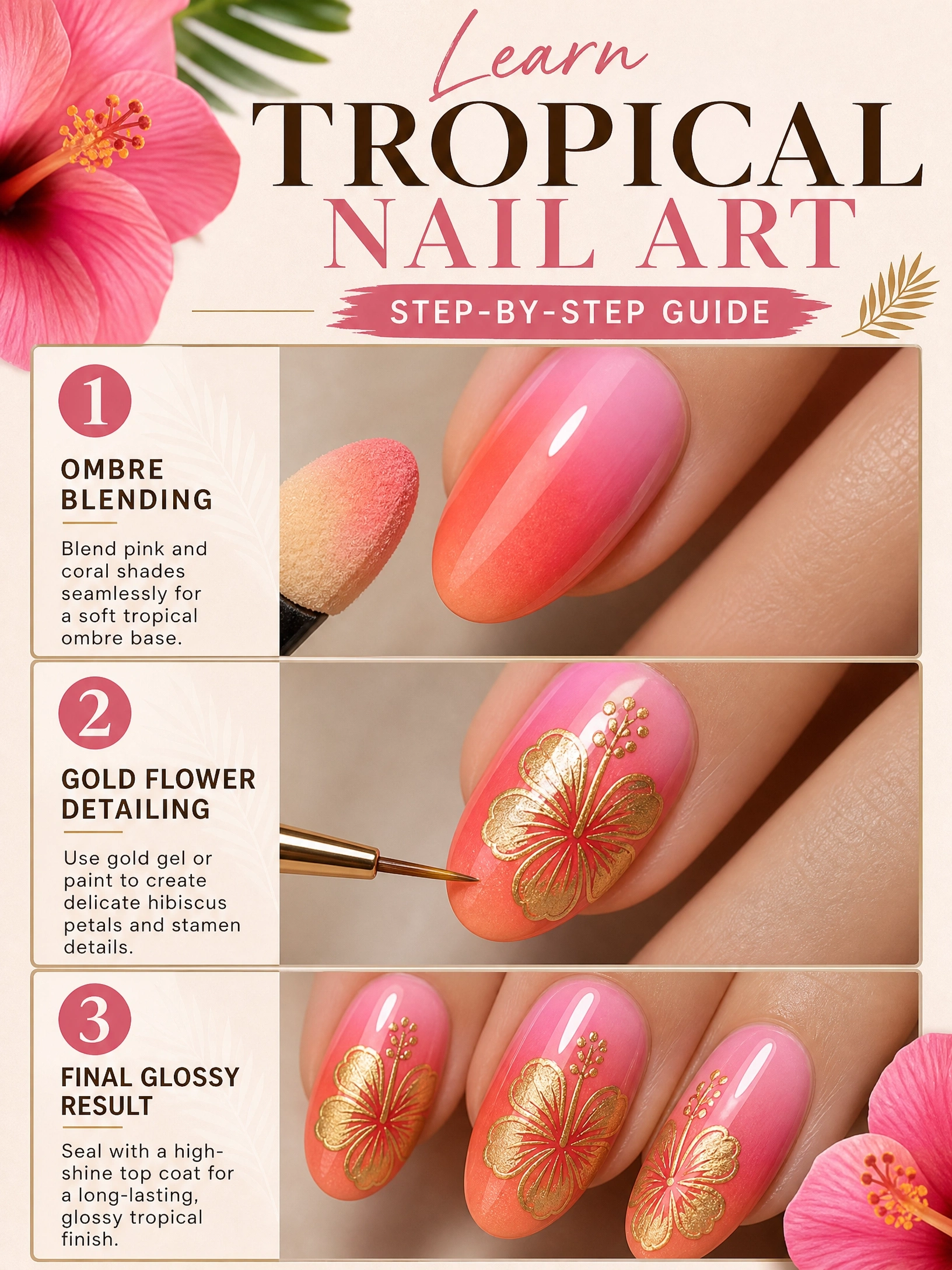 Tropical Sunset Ombre with Golden Hibiscus: Your Ultimate Summer 2026 Nail Guide