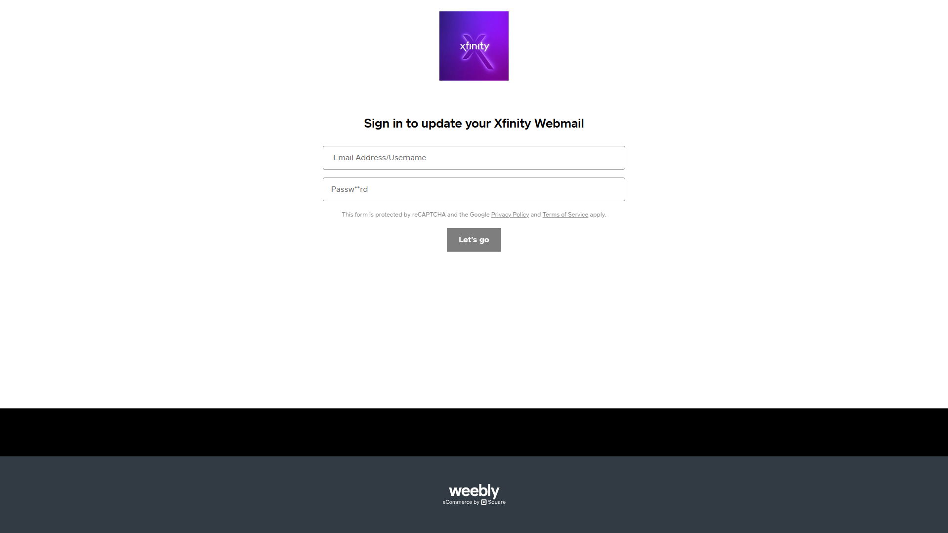 Stored capture of comcastonlinewebmail.weebly.com