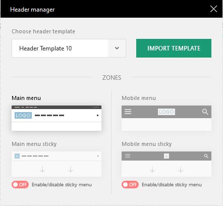 Sticky menu is disabled in the header manager