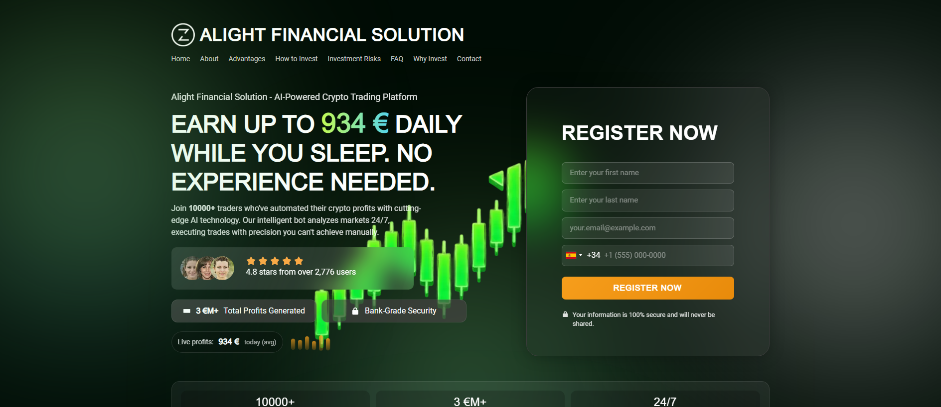 Forensic screenshot of alightfinancialsolution.net showing the phishing page layout