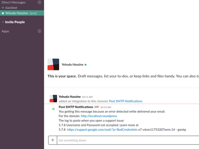 slack postsmtp