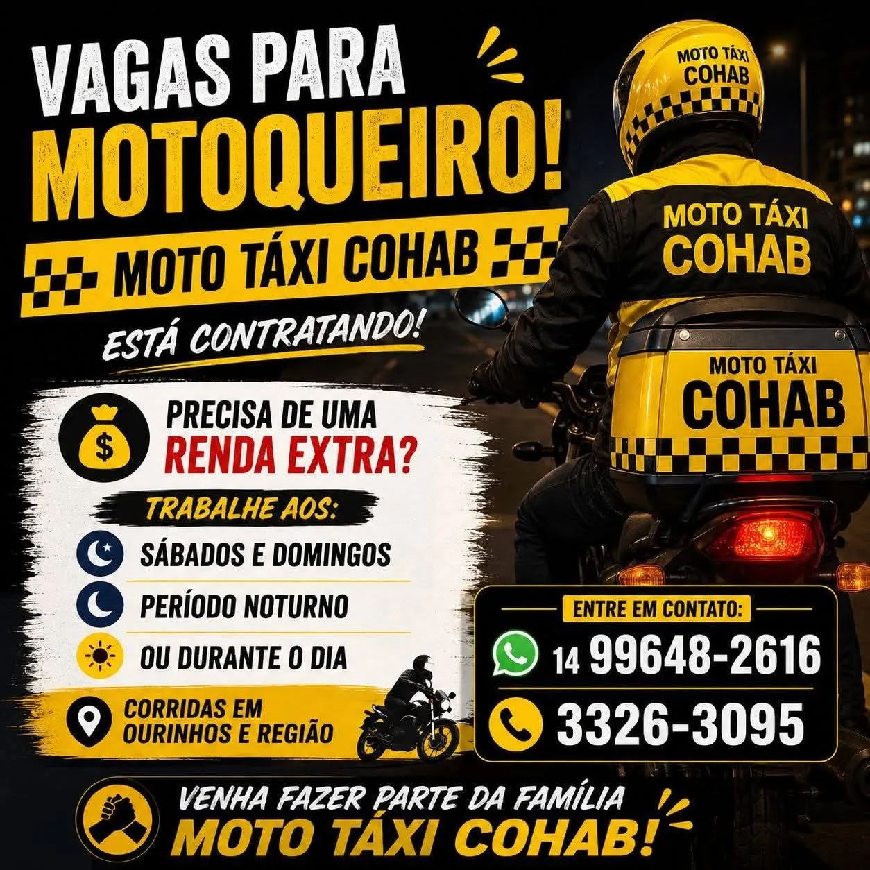 Motoqueiro Mototaxi Cohab