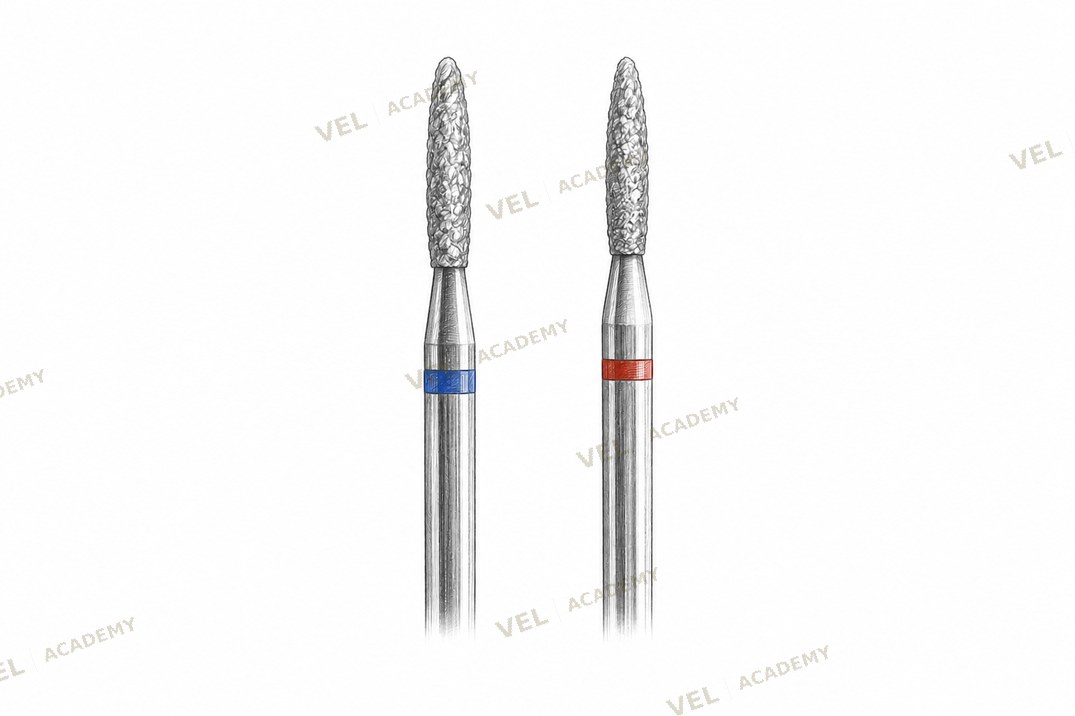 Red grit diamond flame bit KMIZ 21 diameter for e-file cuticle work Russian manicure