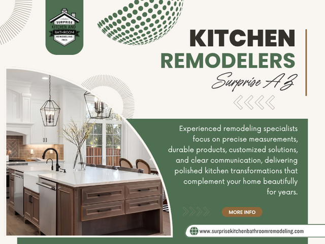 The position of walls, windows, doors, plumbing connections, electrical points, and appliances can influence what is realistically possible. A design that looks excellent on a screen may need to change once those details are taken into account. This is one reason Kitchen remodelers Surprise AZ generally need to understand the existing room before settling on the final design.

Click here for more information: https://www.surprisekitchenbathroomremodeling.com/kitchen-remodel

Find Us On Google Map: https://maps.app.goo.gl/yUwD1CZamFyzAZo18

Address: 14239 W Bell Rd, UNIT 218, Surprise, AZ, 85374
Phone Number: +1(623) 294-8138

Read Our Blogs:
https://surprisekitchenbathroomremodeling.brushd.com/
https://surprisekitchenbathroomremodel.medium.com
https://kitchenremodelingsurpriseaz.tumblr.com/

More Links:
https://allmyfaves.com/surprisekitchenbathroomremodeling
https://gravatar.com/surprisekitchenbathroomremodeling
https://www.magcloud.com/user/surprisekitchenbathroomremodel
https://open.spotify.com/show/033wqmRvOjKzhyy94GvqSi