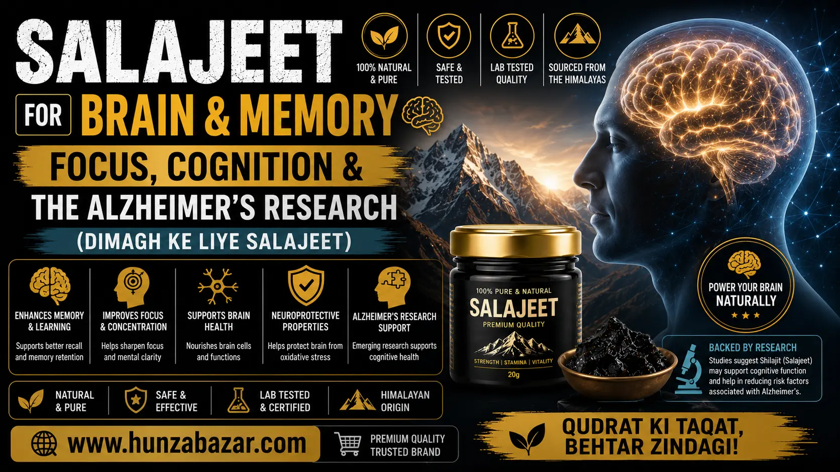 Salajeet for Brain & Memory — Focus, Cognition & the Alzheimer's Research (Dimagh ke liye Salajeet)