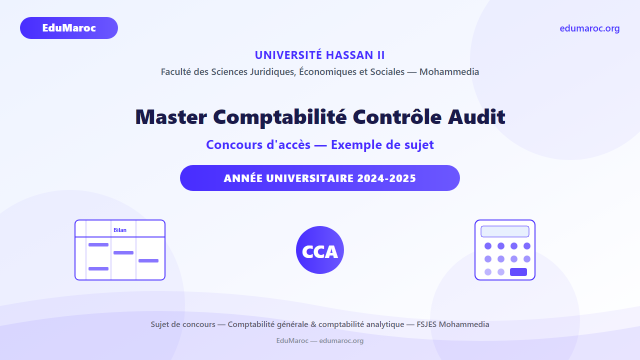 Exemple Concours Master Comptabilité Contrôle Audit CCA FSJES Mohammedia 2024-2025
