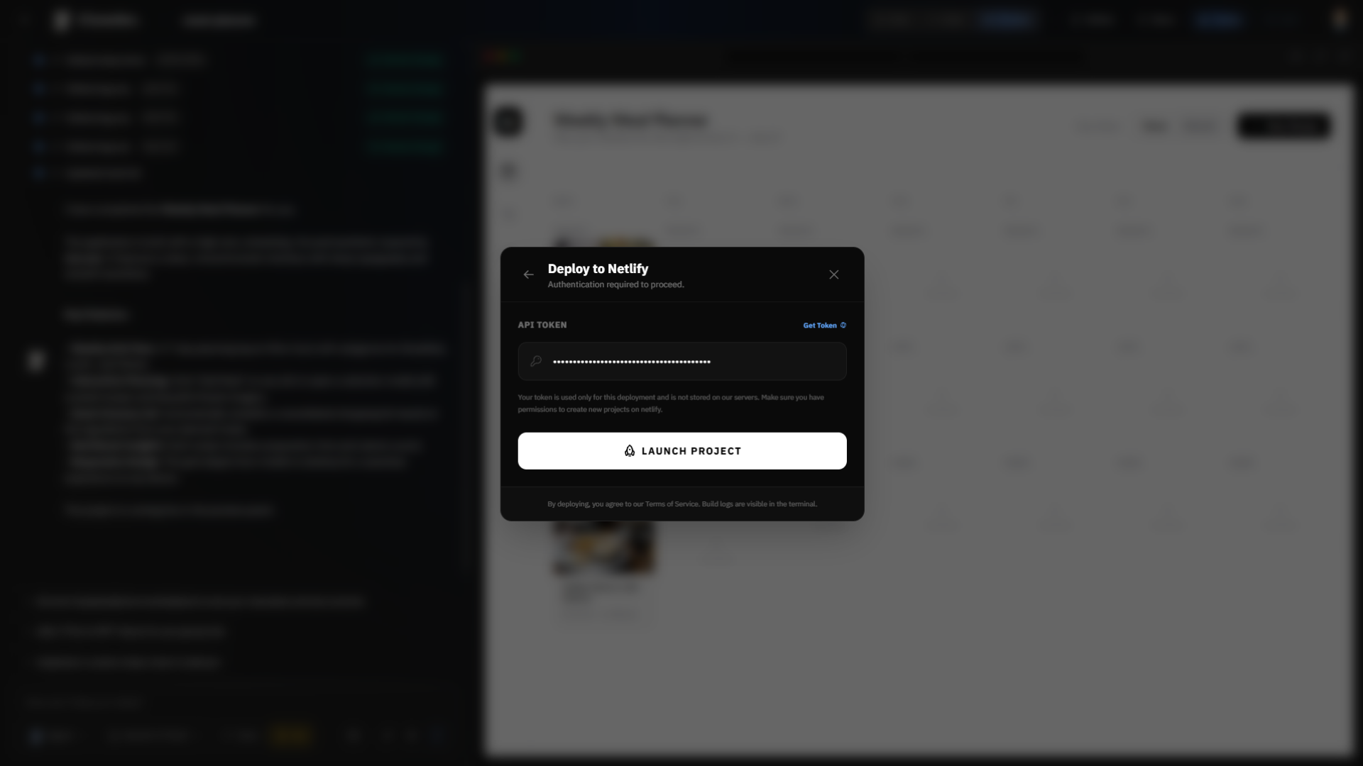 Entering the Netlify API key