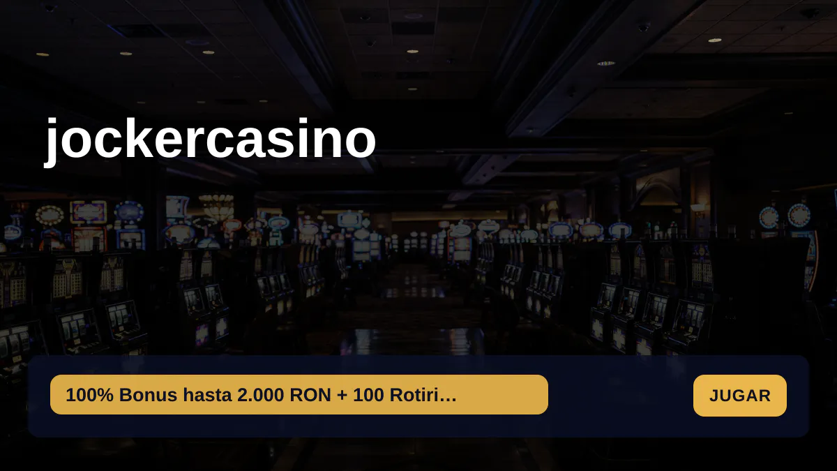 jockercasino — bono de bienvenida 100% Bonus hasta 2.000 RON + 100 Rotiri Gratui + 555 FS, pagos: Visa, Mastercard, Apple Pay