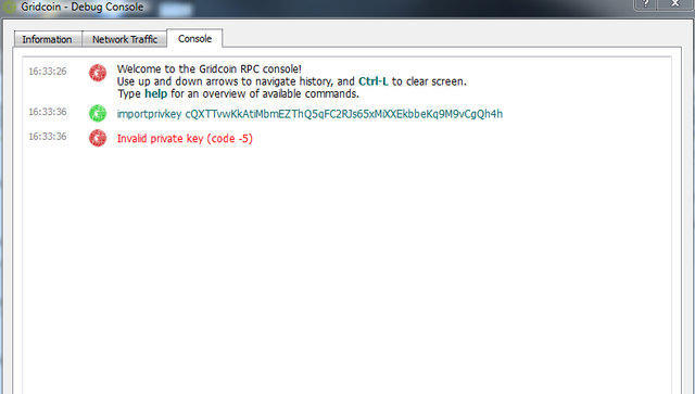 Gridcoin Error