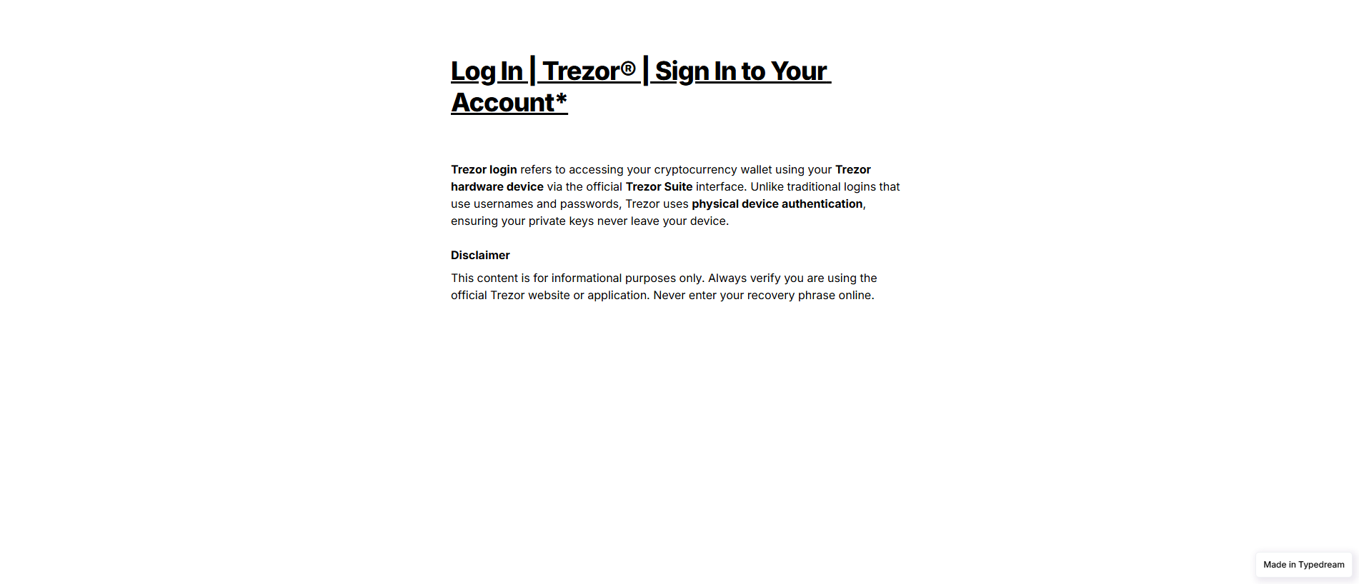 Stored capture of start-io-login-trezr-cdn-en.typedream.app