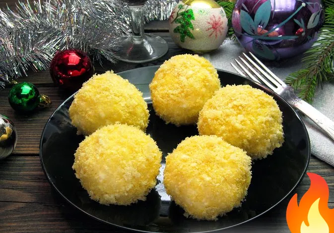 Постер Ленивые вареники с консервированными персиками, в кукурузной посыпке