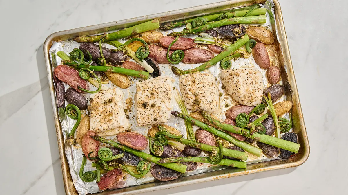 Garlic Butter Halibut with Spring Vegetables