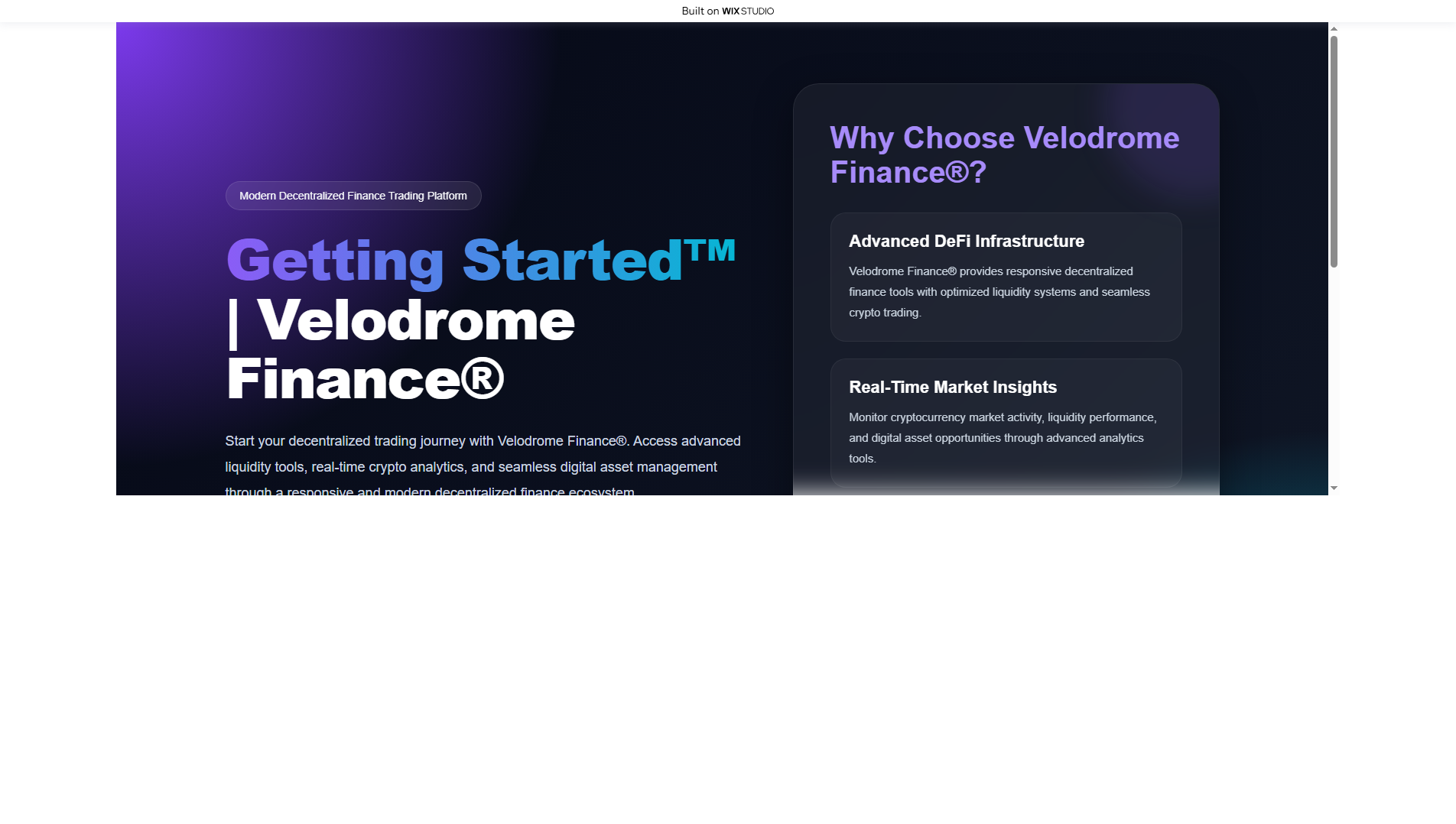 Stored capture of nav-velldrome.wixstudio.com