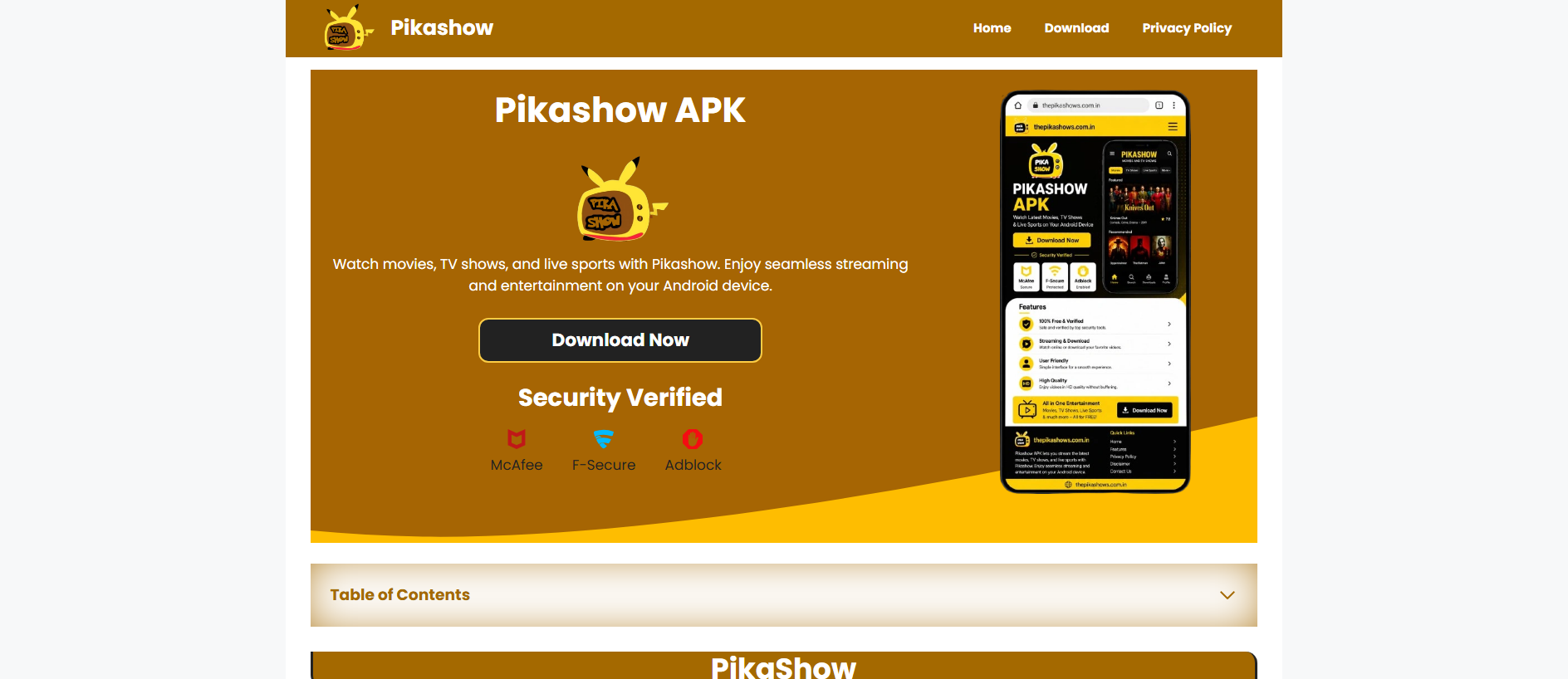 Stored capture of thepikashows.com.in