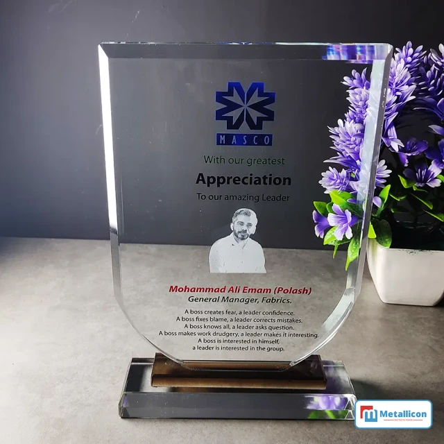 Service Excellence Award Crystal Crest Design