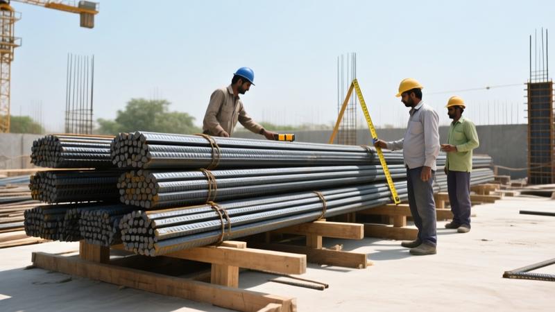 TMT bar quality testing at construction site