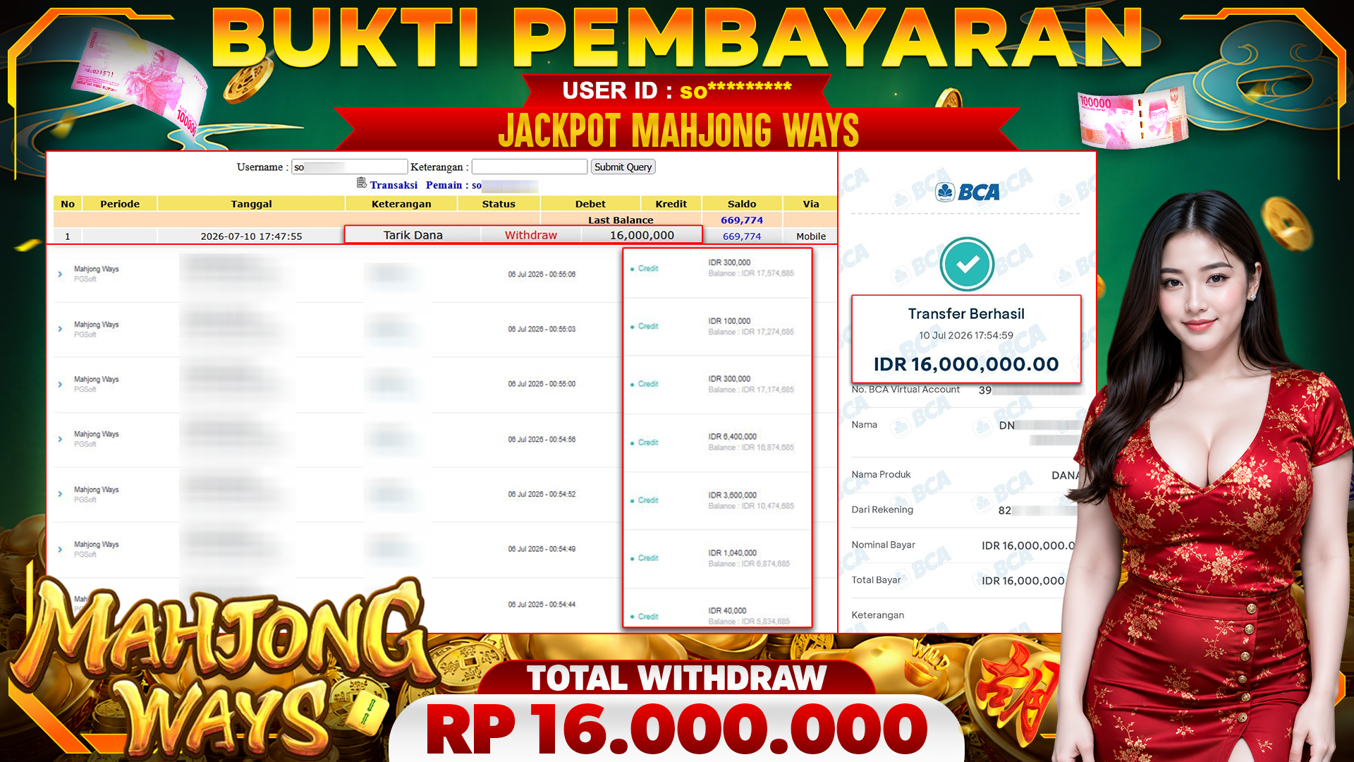 🏆 SELAMAT KEPADA PEMENANG JACKPOT DI Mahjong Ways - PgSoft 16,000,000🏆