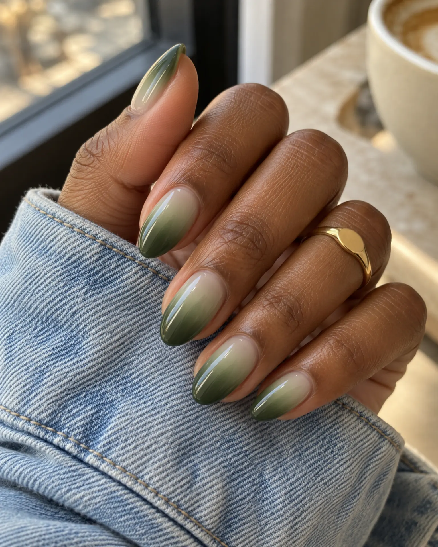 Green Tonal Ombré manicure inspiration for green nail ideas