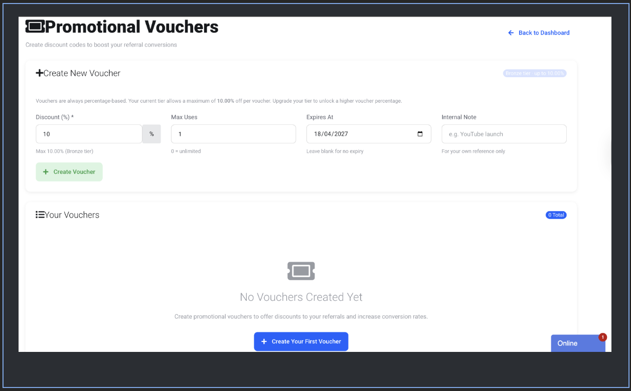 Voucher creation form