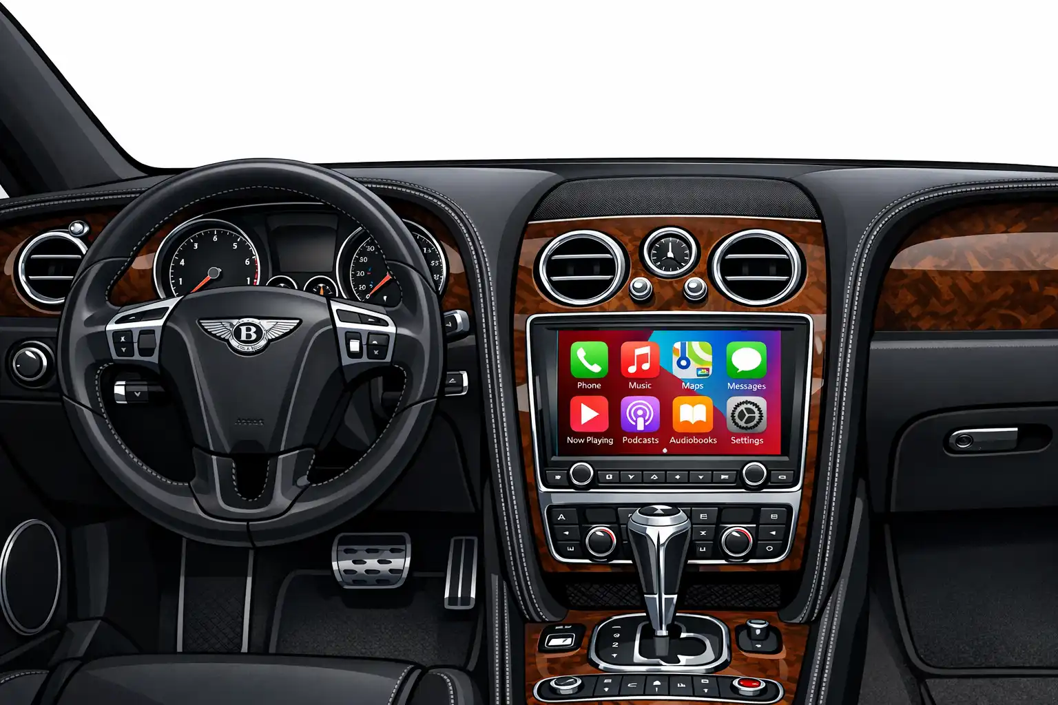 Intérieur Bentley Continental GT 2017 avant retrofit CarPlay