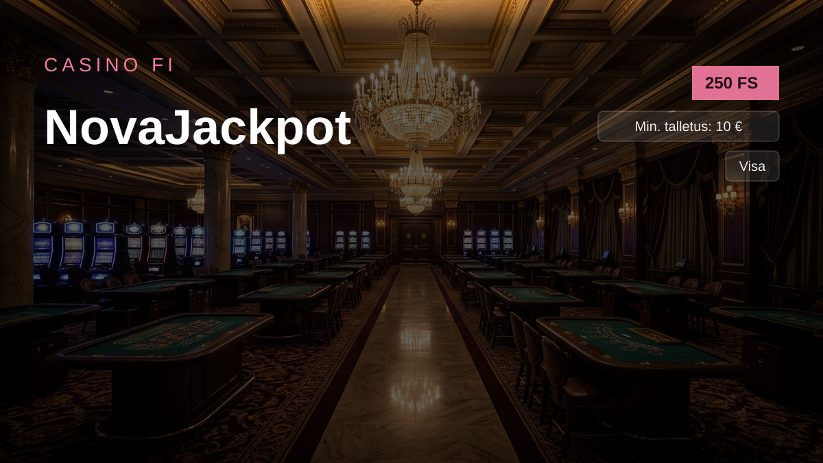 NovaJackpot kasino  tervetuliaisbonus 250% jopa 2,500 + 250 FS, maksutavat: Visa, Mastercard, Skrill, Neteller, Paysafecard