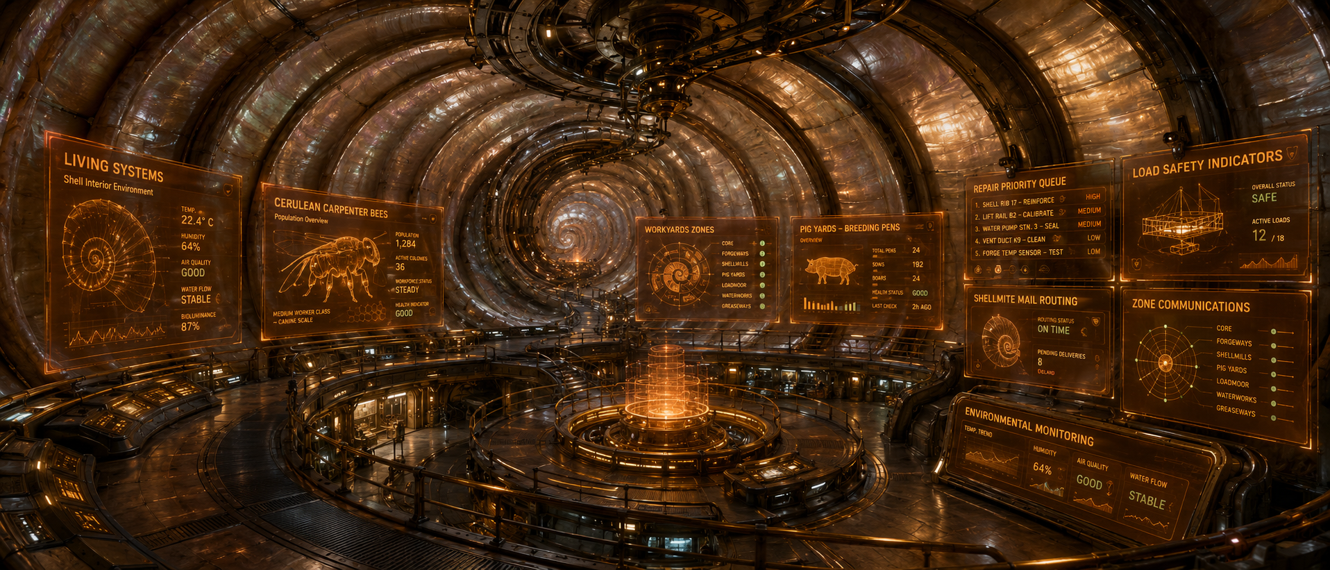 Shellwright Core zone hub inside the Workyards.