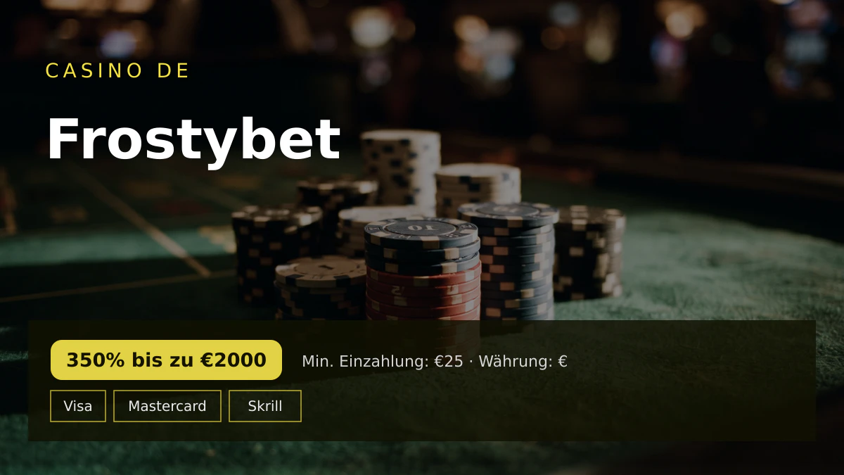 Frostybet Casino — Willkommensbonus 350% bis zu €2000, Zahlungen: Visa, Mastercard, Skrill, Neteller, Paysafecard