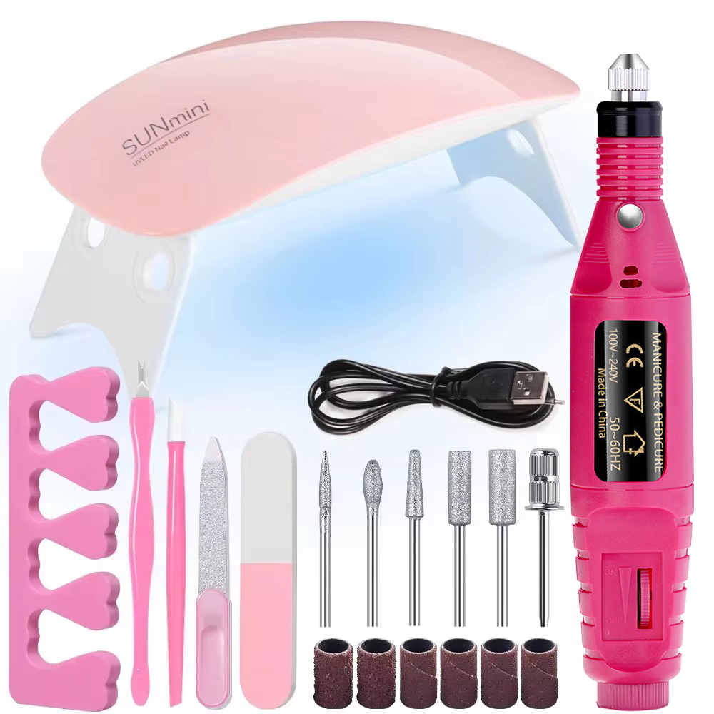 Kit Profesional De Esmeriladora Eléctrica USB Para Uñas Con Lámpara LED UV Para Manicura Y Secado De Gel Conjunto De Inicio Para Acrílico