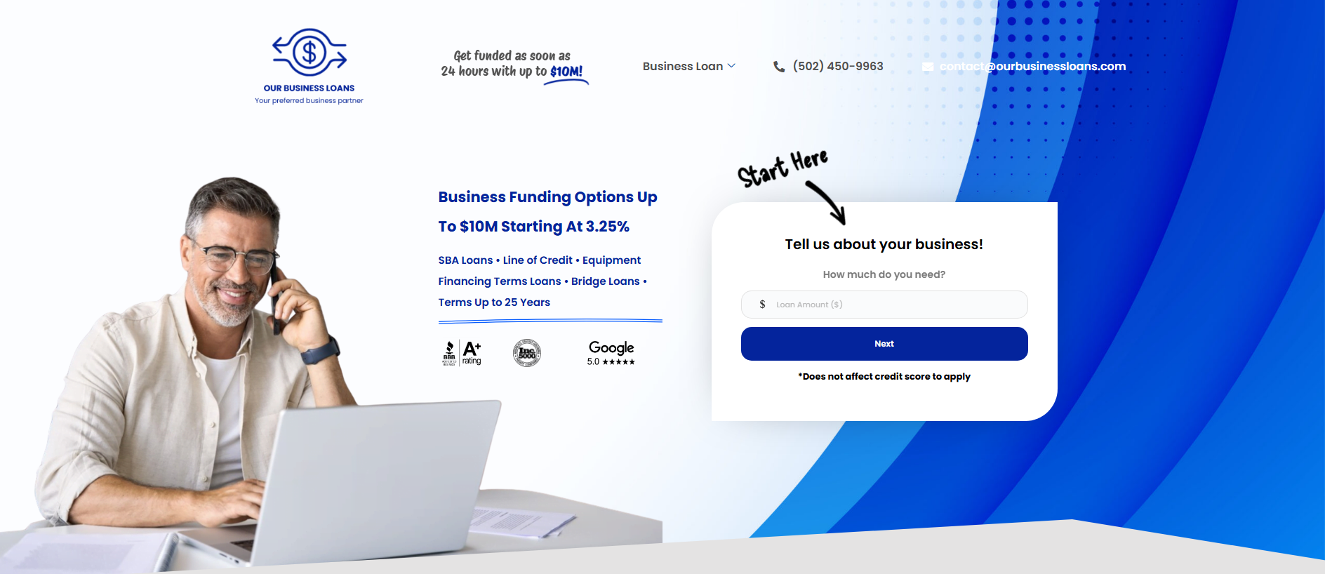 Stored capture of ourbusinessloans.com