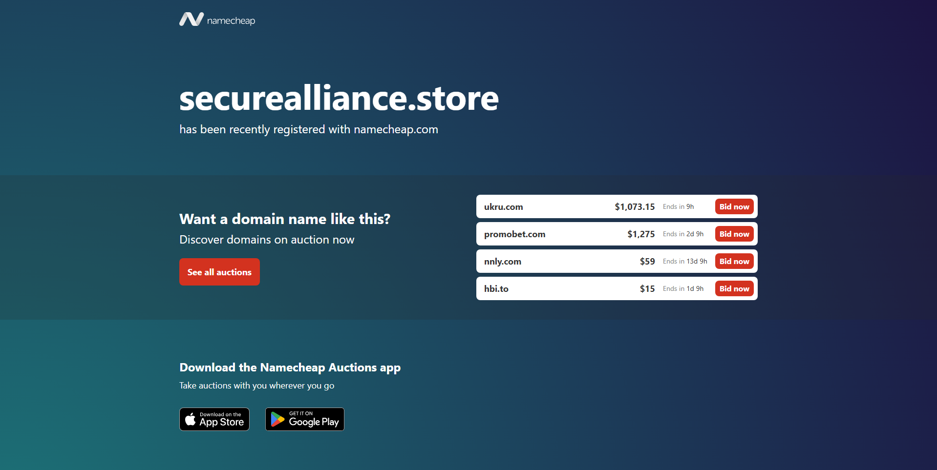 Forensic screenshot of securealliance.store showing the phishing page layout