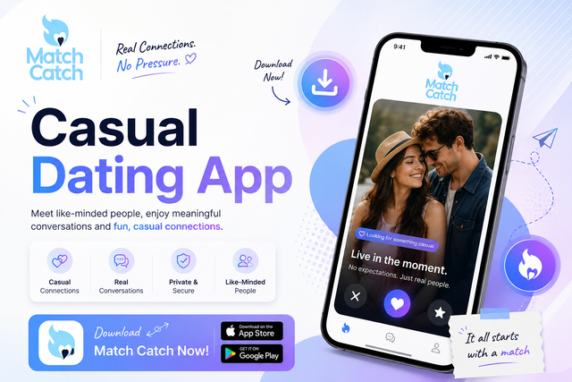 Casual Dating App Design – Stylish Match Catch Blog Promotion Image.png