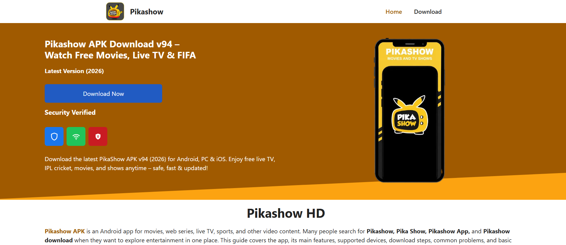 Stored capture of pikashowhds.com