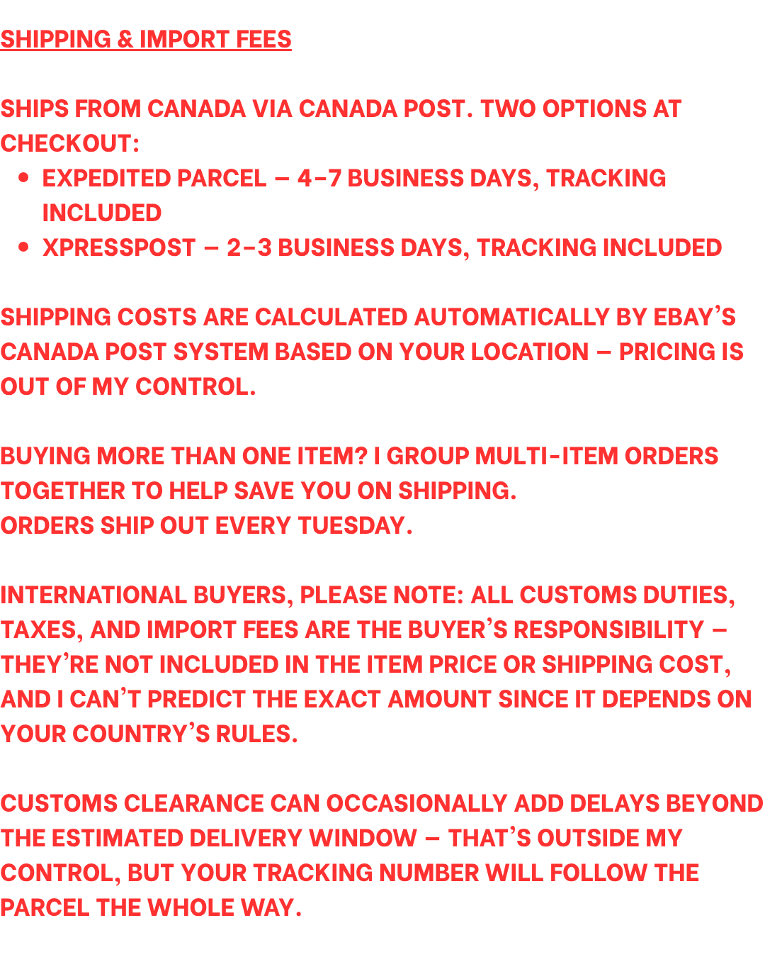 Shipping Import Fees
