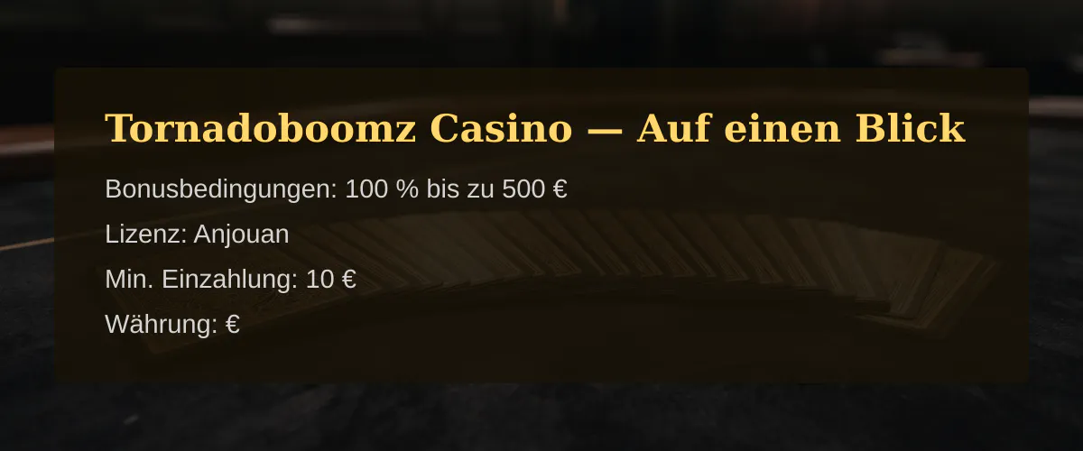 Tornadoboomz Casino — Auf einen Blick