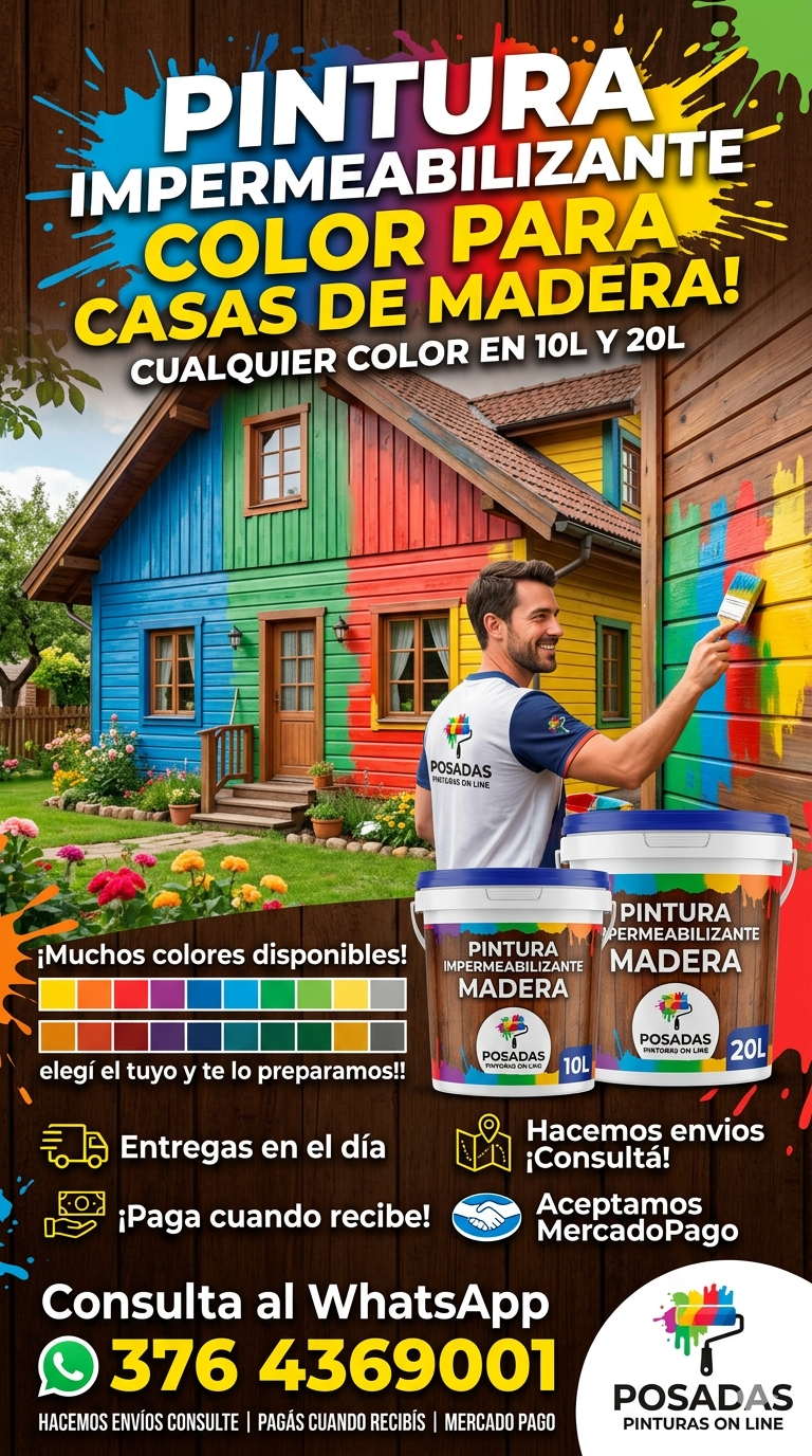 IMPERMEABILIZANTE PARA CASAS DE MADERA VARIOS COLORES