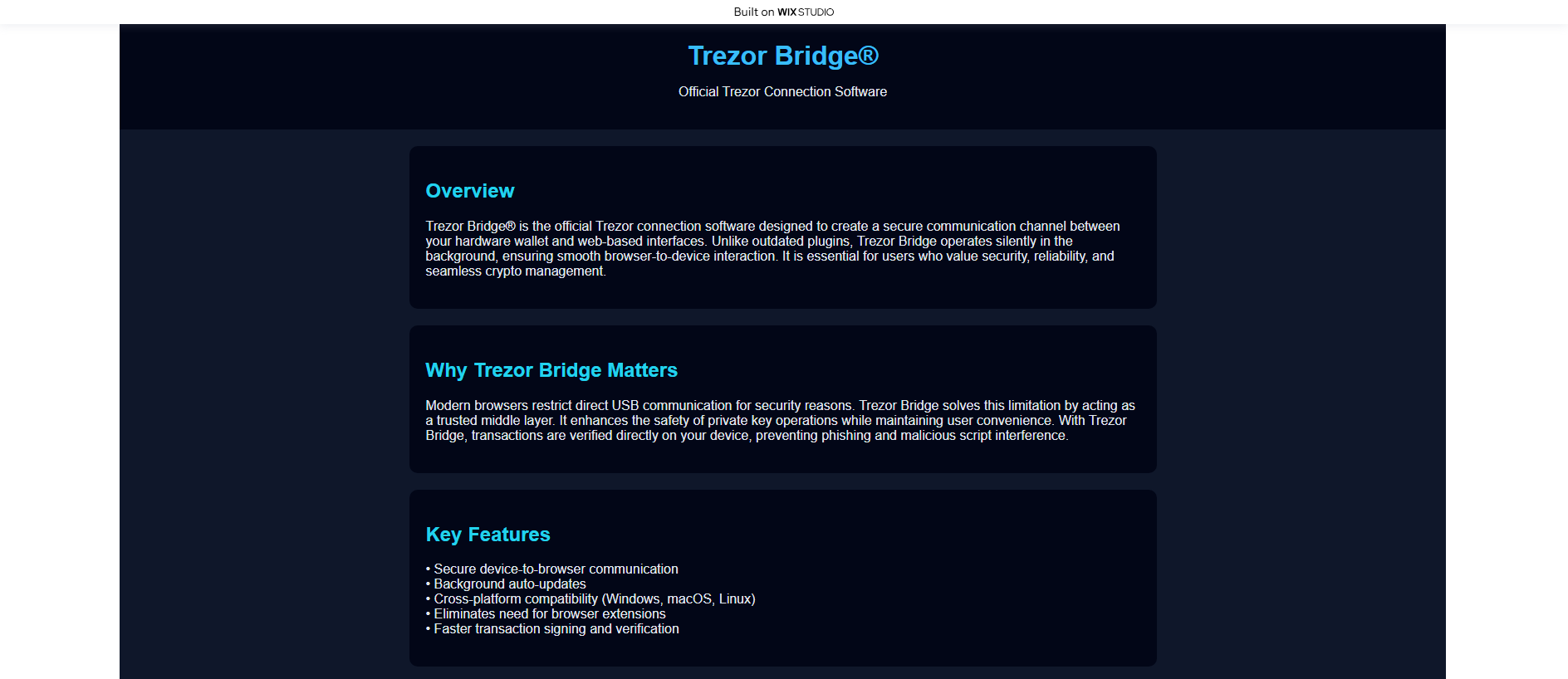 Stored capture of bridge-intro.wixstudio.com