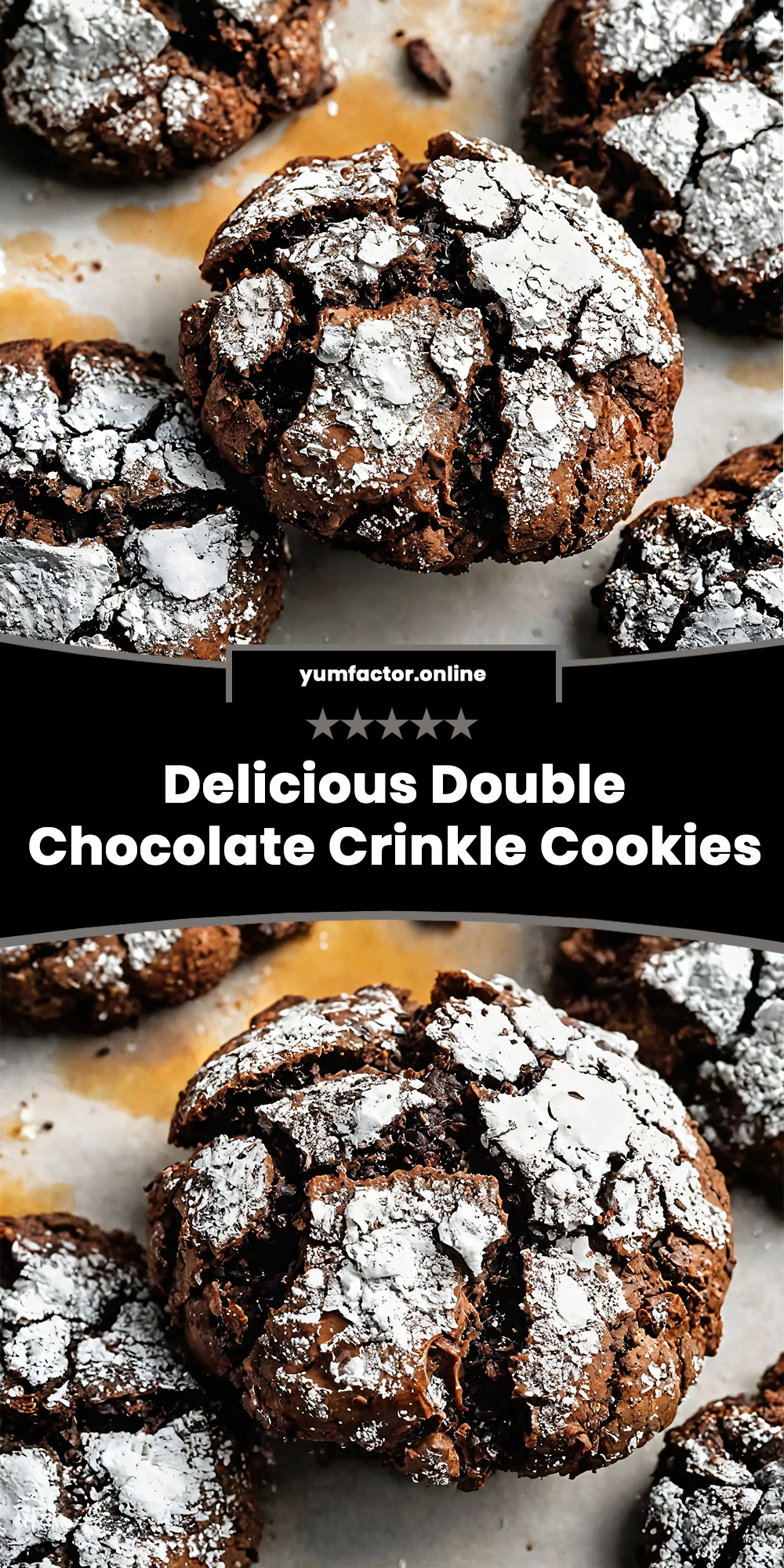 Delicious Double Chocolate Crinkle Cookies