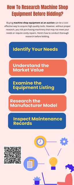 Before bidding on machine shop equipment, research its market value, manufacturer reputation, and maintenance history. Inspect listings for key details, request photos or view in person, and check software compatibility. Factor in transportation costs and set a bidding limit. Review machine shop equipment auction terms carefully to avoid hidden fees. Smart research ensures you get quality equipment at the right price. To know more visit here https://www.auctionmasters.com/industries/metal-fabricating-machine-shop