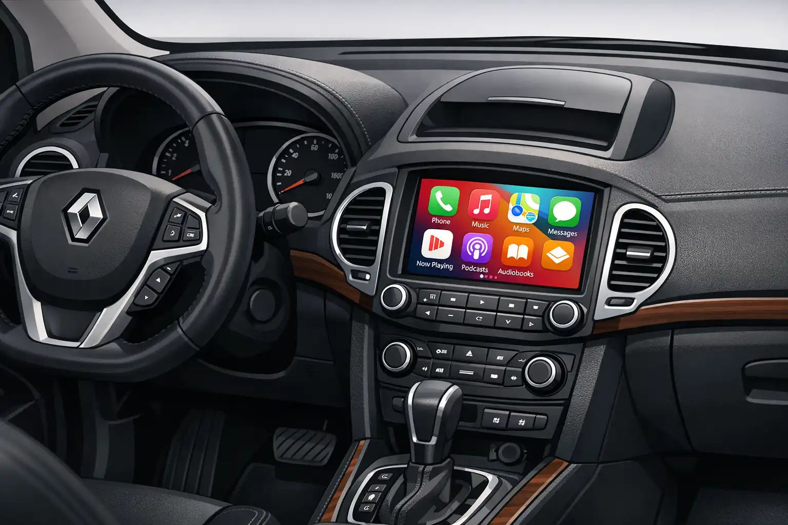 Renault Koleos 2012 modernisé avec Apple CarPlay sur écran central
