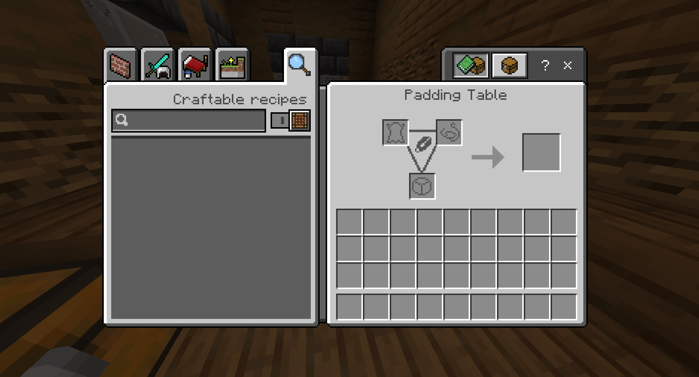 Padding Table interface
