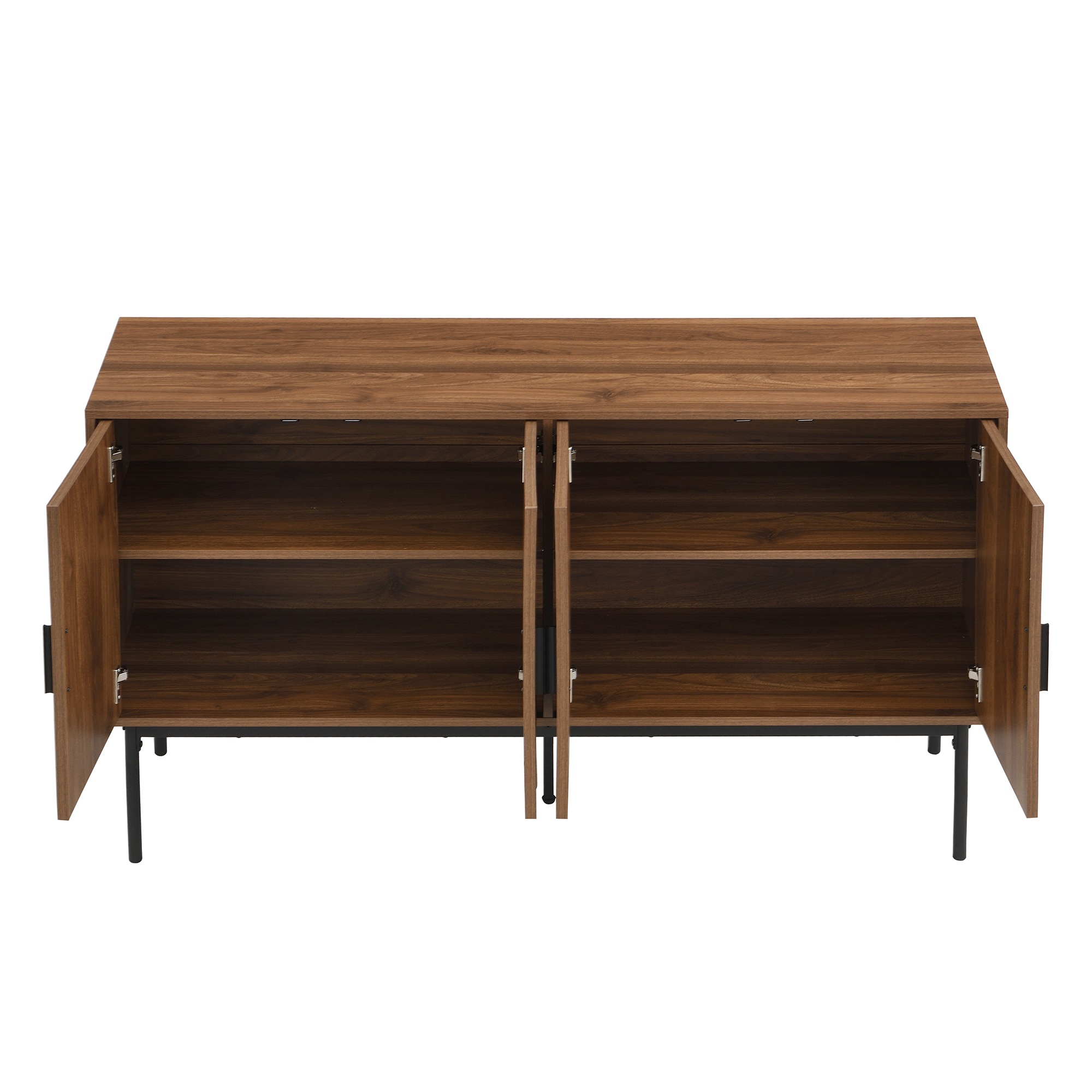 Buffet Naturel, 4 Portes, Rangement, Rotin, Fermeture Douce, Design Moderne, Structure Robuste - Panneau composite de fibres de bois à densité - 140x40x80cm 6