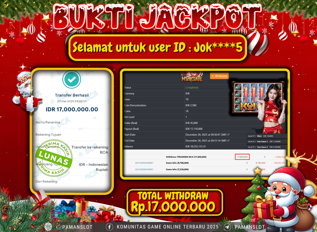PAMANSLOT JACKPOT Game Koi Gate Rp.17,000,000- LUNAS