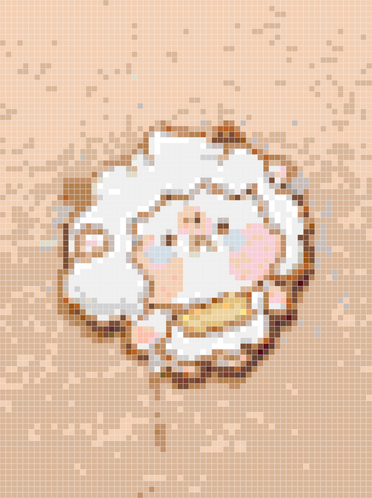 Sad Blushing White Sheep Pixel Art Perler Bead Pat
