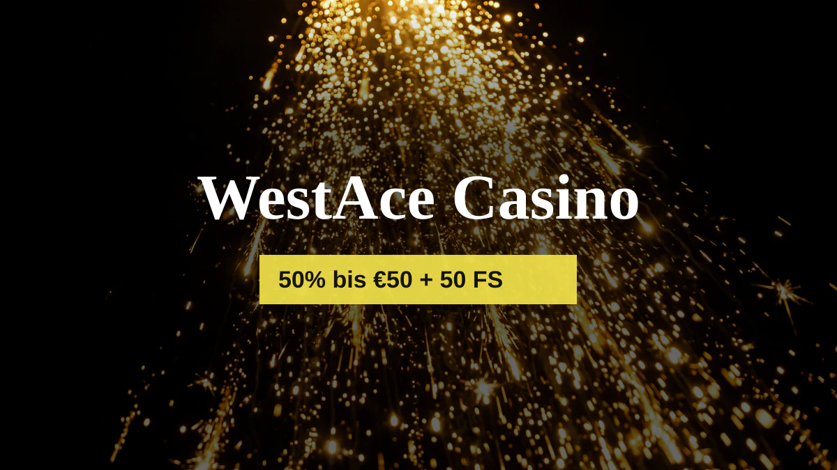 WestAce Casino — Willkommensbonus 50% bis €50 + 50 FS, Zahlungen: Visa, Mastercard, Skrill, Neteller, Paysafecard