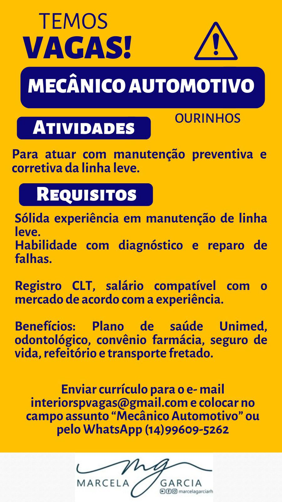 VAGA PARA MECÂNICO AUTOMOTIVO - Imagem 1