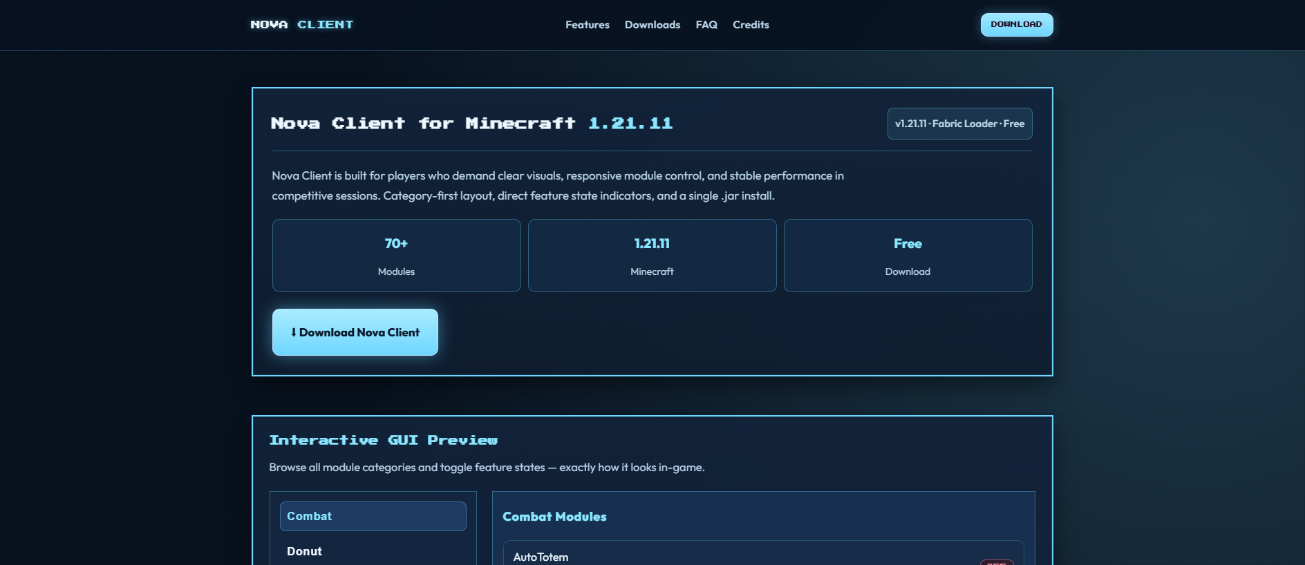 Stored capture of nova-client.com