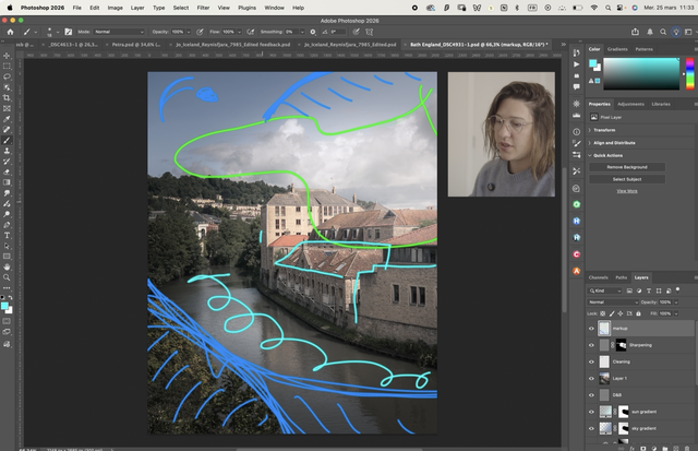 Lou working through a student's photo in Photoshop