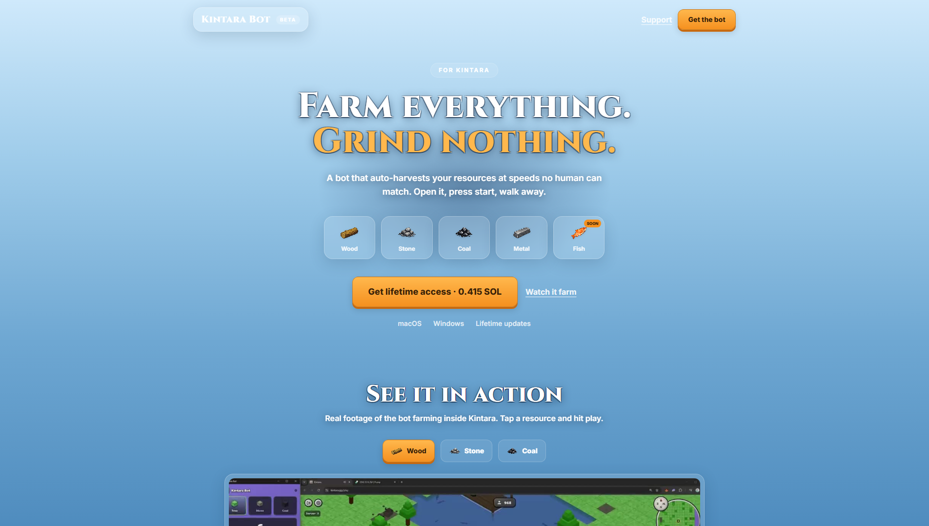 Screenshot of kintarabot.com