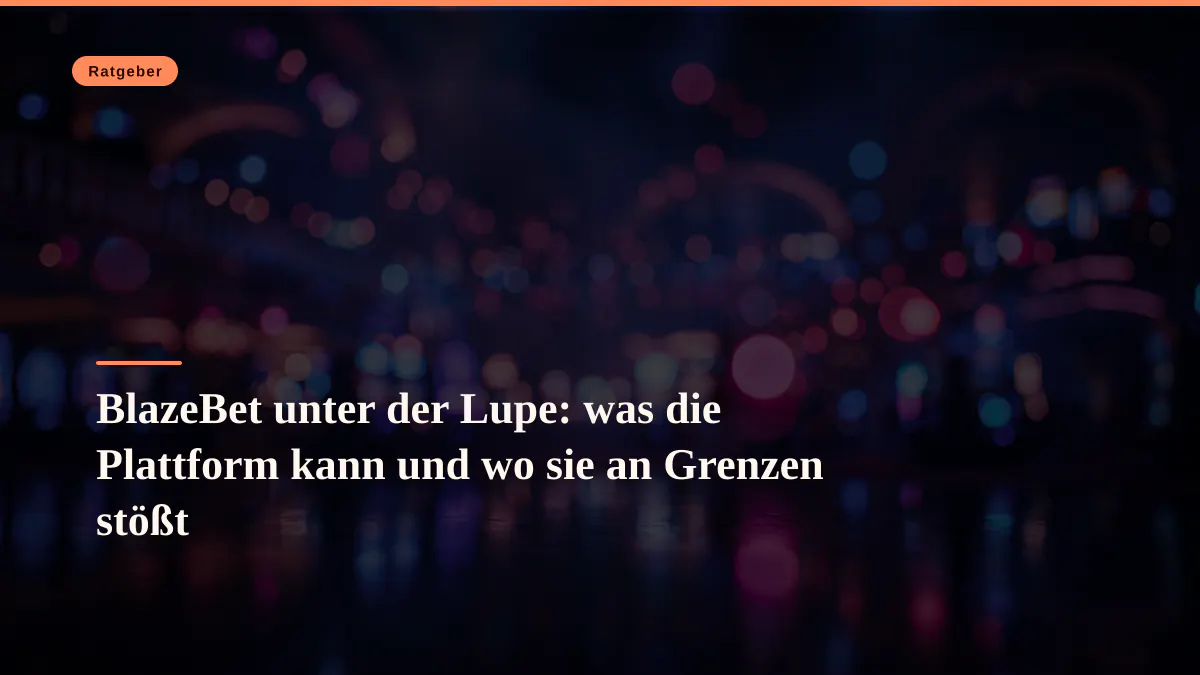 BlazeBet unter der Lupe: was die Plattform kann und wo sie an Grenzen stößt